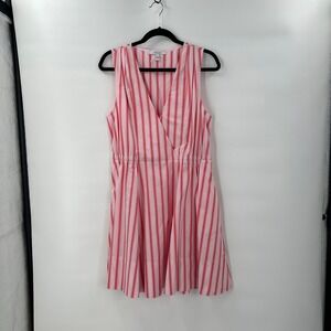 New Derek Lam 10 Crosby Dress size‎ 12 Pink Stripe V Neck Sleeveless Pockets